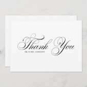ブラックフォーマルなカリグラフィー結婚式のカード サンキューカード (正面/裏面)