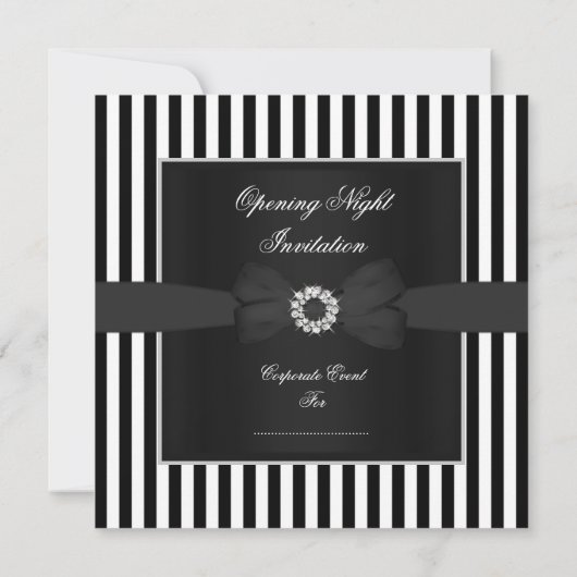 ブラックフォーマルタイディナー白黒ストライプボウ 招待状 (裏面)