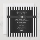 ブラックフォーマルタイディナー白黒ストライプボウ 招待状 (正面)