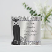 ブラックフォーマルドレスシルバーヒールパーティの招待状 招待状 (スタンド正面)