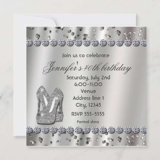 ブラックフォーマルドレスシルバーヒールパーティの招待状 招待状 (裏面)