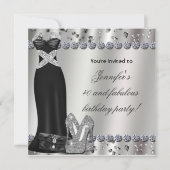 ブラックフォーマルドレスシルバーヒールパーティの招待状 招待状 (正面)