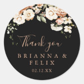 ブラックフォーマルフローラ王室のサンキュー結婚式の引き出物 ラウンドシール (正面)