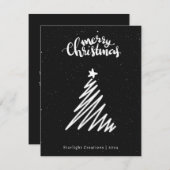 ブラックフォーマルミニマリストのスモールビジネスクリスマス シーズンカード (正面/裏面)