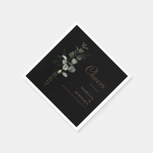 ブラックフォーマルユミニマルーカリ応援結婚ズ スタンダードカクテルナプキン (角)
