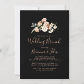 ブラックフォーマルロイヤルフラワーの結婚式のブランチ 招待状 (正面)