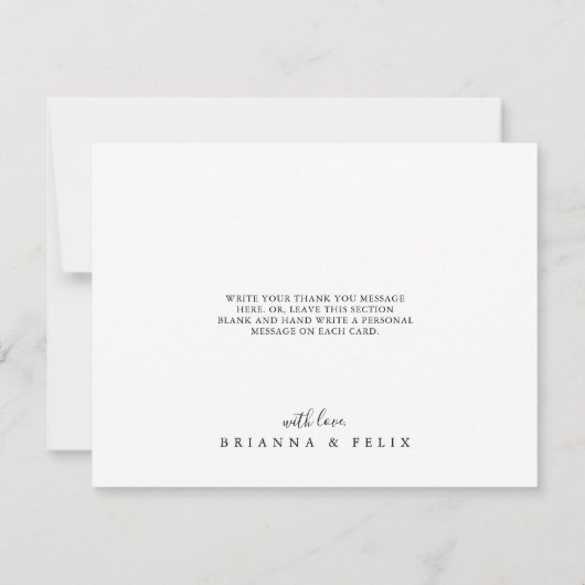 ブラックフォーマル王室のフローラフラ結婚ット サンキューカード (裏面)