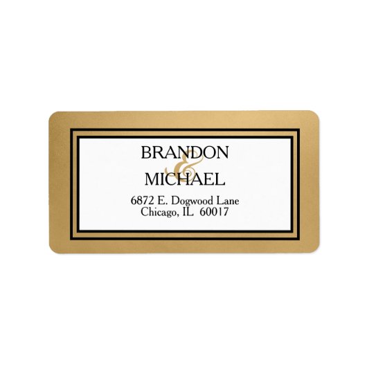 ブラックフォーマル金ゴールド結婚差出人住所ラベル ラベル (正面)
