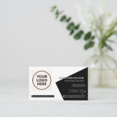 ブラックフォーマルQRコードプロフェッショナル企業のモダン 名刺 (スタンド正面)