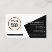 ブラックフォーマルQRコードプロフェッショナル企業のモダン 名刺 (正面)