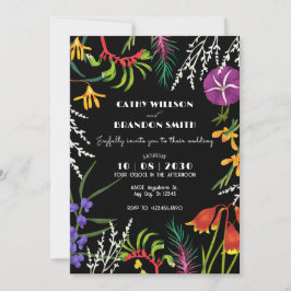 ブラックフォーラル熱帯自然結婚ズ 招待状