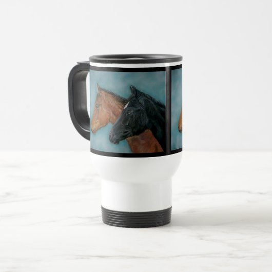 ブラックフォール栗子馬ウマポートレート ウマ科の トラベルマグ (正面左)