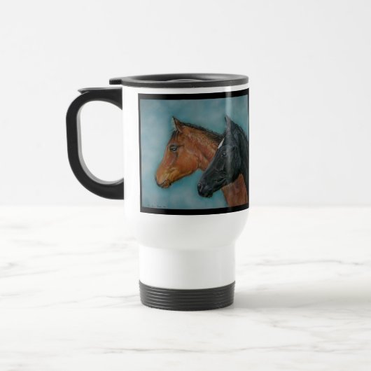 ブラックフォール栗子馬ウマポートレート ウマ科の トラベルマグ (左)
