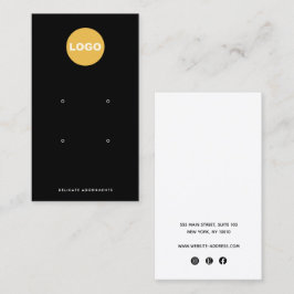 ブラックフォー4穴スタッドイヤリング表示ホルダーロゴ 名刺