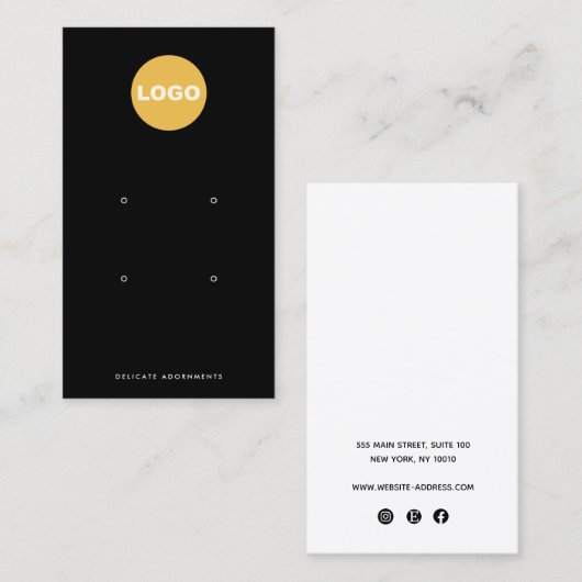 ブラックフォー4穴スタッドイヤリング表示ホルダーロゴ 名刺 (正面/裏面)