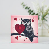 ブラックフクロウ赤いハートバレンタイン シーズンカード (スタンド正面)