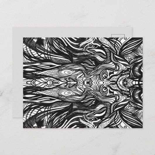 ブラックフクロウ顔体 ポストカード (正面/裏面)