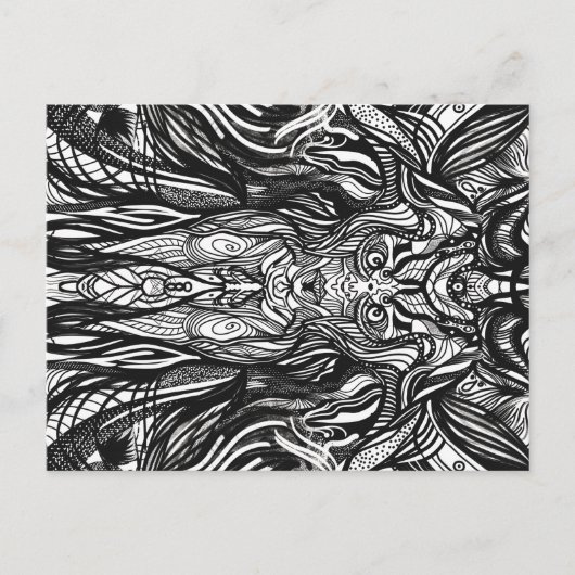 ブラックフクロウ顔体 ポストカード (正面)