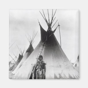 ブラックフットの勇敢、カルガリーの近くで、アルバータ1889年 マグネット