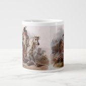 ブラックフットインディアンオンアラビアンホース追跡中 ジャンボコーヒーマグカップ (正面)