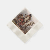 ブラックフットインディアンオンアラビアンホース追跡中 縁ありカクテルナプキン (角)