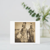 ブラックフットインディアンチーフアンドウォリアーヴィンテージ ポストカード (スタンド正面)