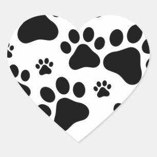 ブラックフットプリント犬 ハートシール