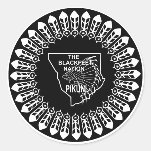ブラックフット国旗 ラウンドシール (正面)