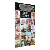 ブラックフモダンァミリーフォトコラージュカスタム文字 ミニクリップボード (アングル)