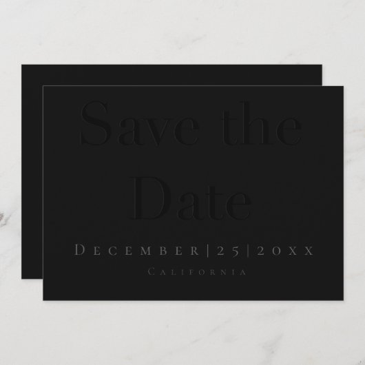 ブラックフモダンラッ日付カードの保存 セーブザデート (正面/裏面)