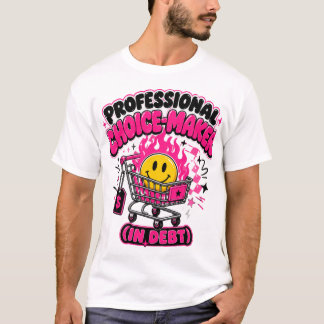 ブラックフライデーの買い物カートが燃えるブラックユーモア Tシャツ