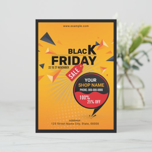 ブラックフライデーセールのチラシ 招待状 (スタンド正面)