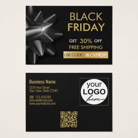 ブラックフライデーセール級弓QRコード割引カード (正面&裏面)