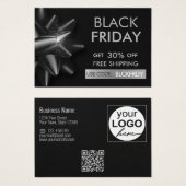 ブラックフライデーセールBowグレーQRコード割引カード (正面&裏面)