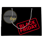 ブラックフライデービジネス会社独自のロゴショッピング ラージペーパーバッグ (正面)