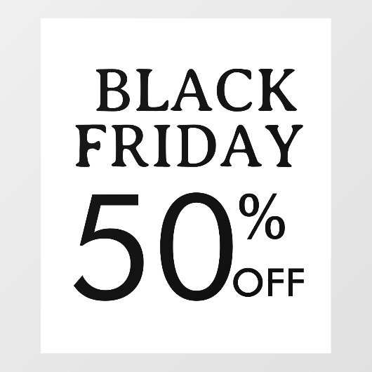ブラックフライデーロゴ | ミニマルな白のビジネスセール ウィンドウサイン (シート)