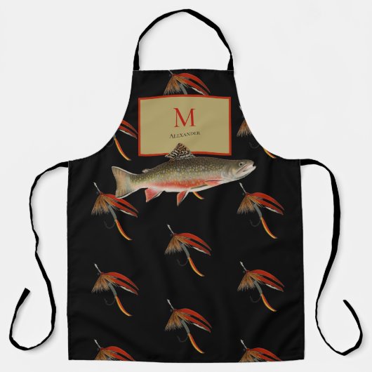 ブラックフライ釣りマス釣り人フライ水色 エプロン (正面)