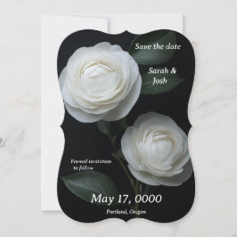 ブラックフラットカード上の2つの白い椿