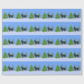 ブラックフラットコートレトリバー – クリスマスフォレスト ラッピングペーパー (フラット)