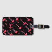 ブラックフラミンゴパーソナライズされたス ラゲッジタグ (正面横)