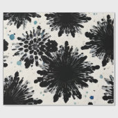 ブラックフラワーインク:クール抽象デザイン ラッピングペーパー (フラット)