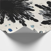 ブラックフラワーインク:クール抽象デザイン ラッピングペーパー (角)