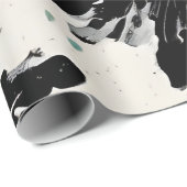 ブラックフラワーインク:クール抽象デザイン ラッピングペーパー (ロールコーナー)