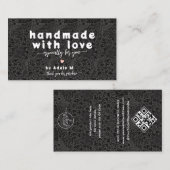 ブラックフラワーズハンドメイドロゴQRコードありがとうありがとう 名刺 (正面/裏面)