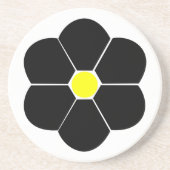 ブラックフラワーデザイン コースター (正面)