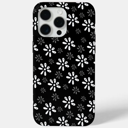 ブラックフラワーパターンiPhone 15 Pro Maxケース Case-Mate iPhoneケース (裏面)