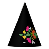 ブラックフラワーフィエスタメキシコ刺繍誕生日 パーティーハット (左)