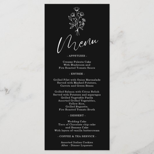 ブラックフラワーボヘミアンシンプルボタニカルメニュー メニュー (正面)