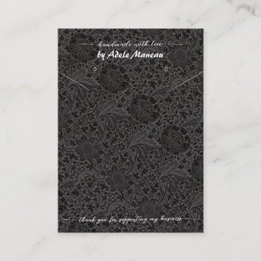 ブラックフラワーロゴQRコードネックレスイヤリングジュエリー 名刺 (正面)