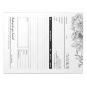 ブラックフラワー縁どスモールビジネス向けインボイス型枠 ノートパッド (正面)